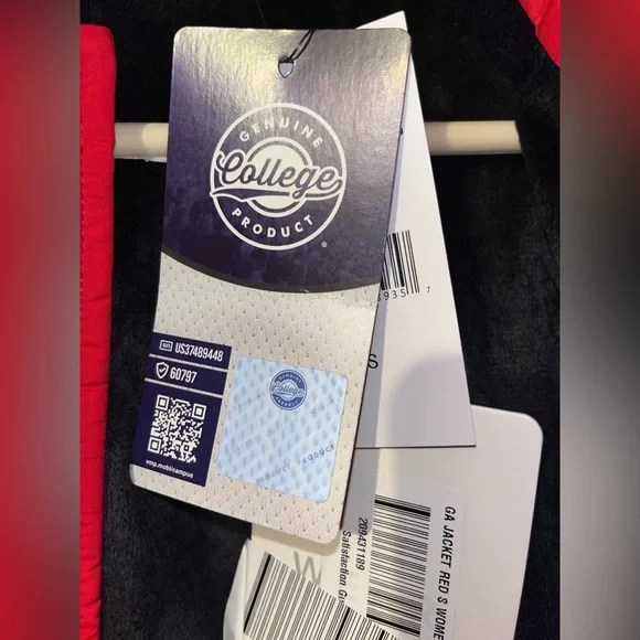 Women's WEAR by Erin Andrews Red Georgia Bulldogs Varsity Puffer Jacket Sz S New - Picture 7 of 10